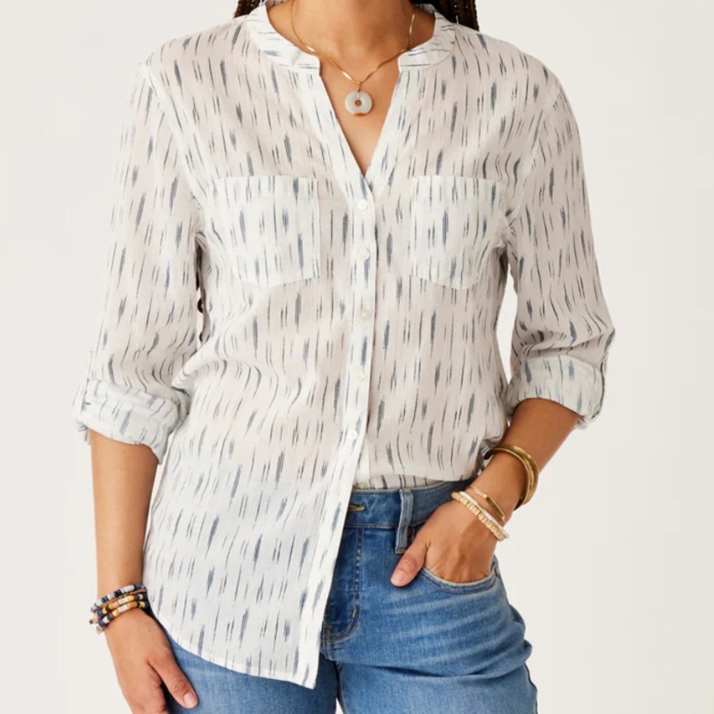 Carve Designs Dylan gauze tunic top lightweight blouse button sleeves medium